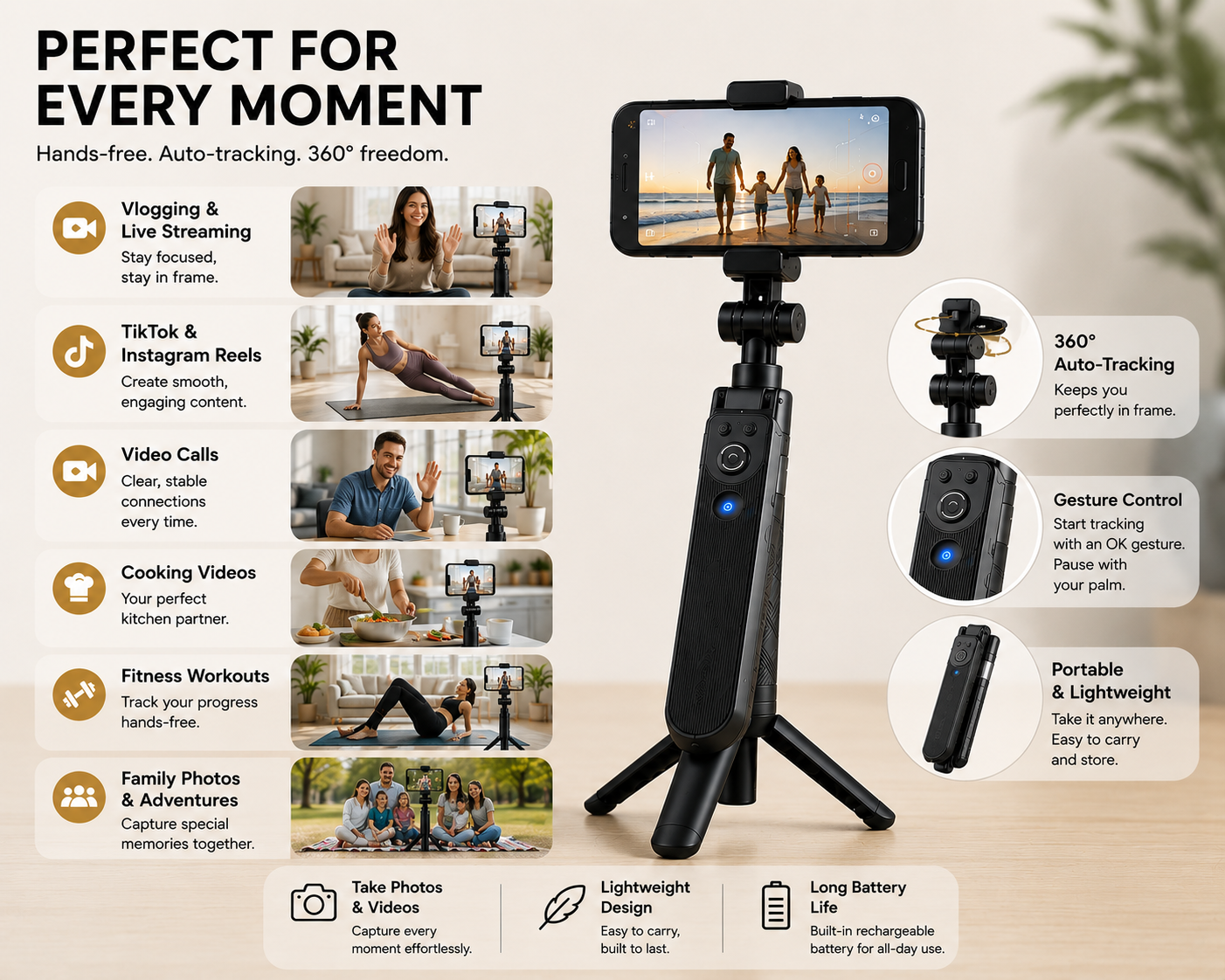 Easy Living™ Smart Auto-Tracking Tripod